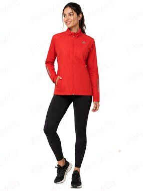 Adidas Climalite Women’s Running Jacket Size L Coral Red Reflective